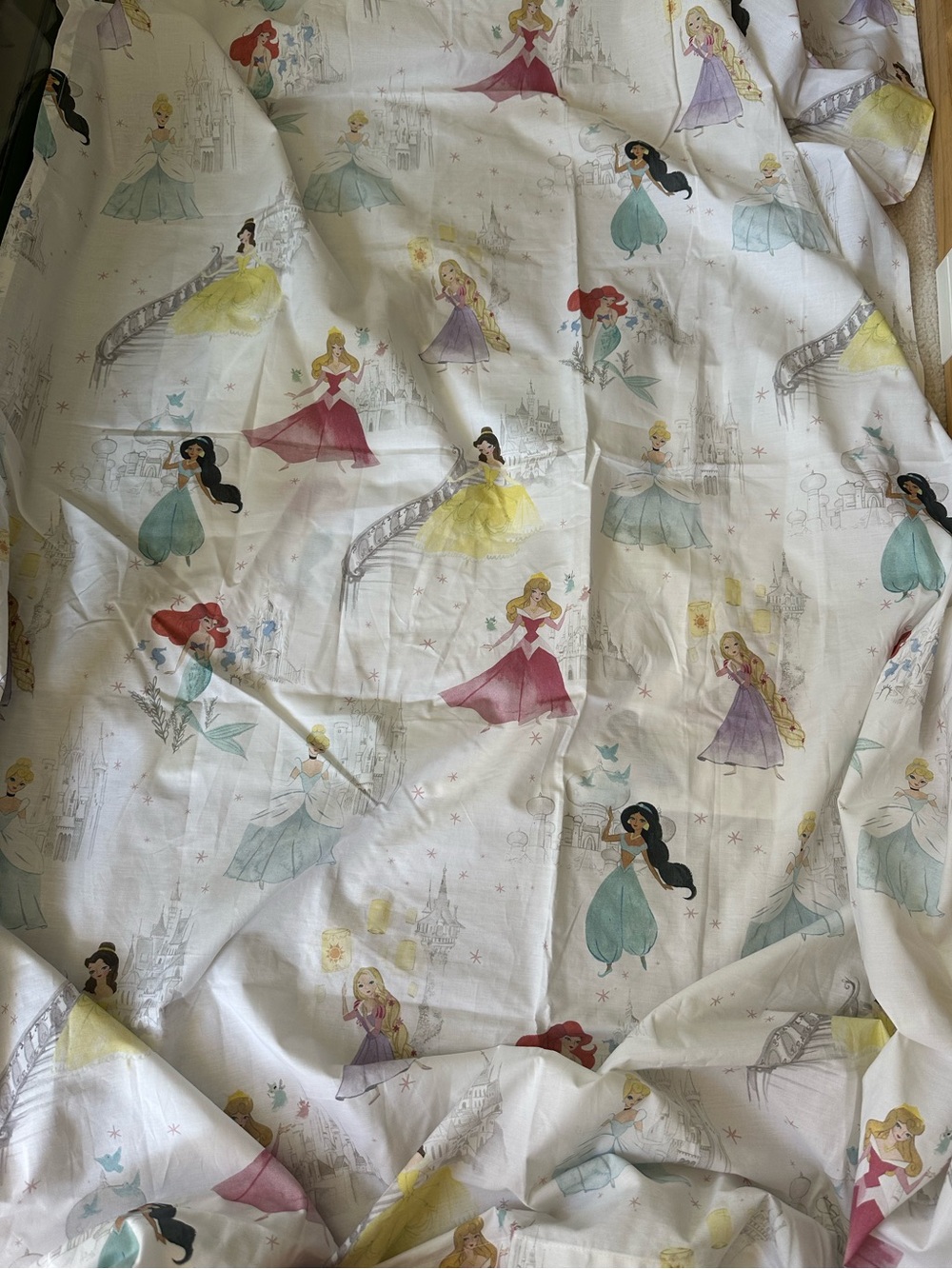 2 piece Pottery Barn Kids Disney Princess Toddler Flat Sheet and Pillowcase